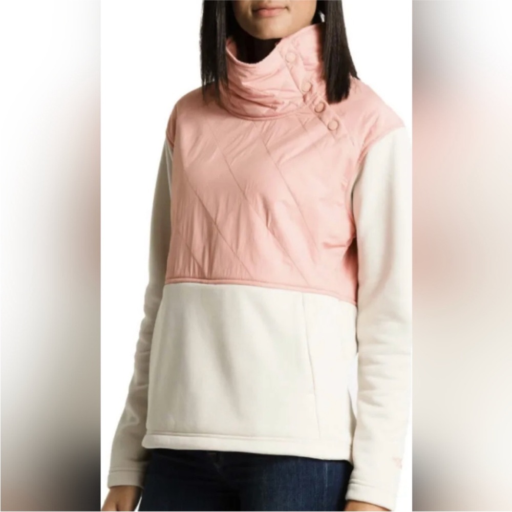 The North Face Rosie Sherpa Pullover Jacket Pink White Size Small